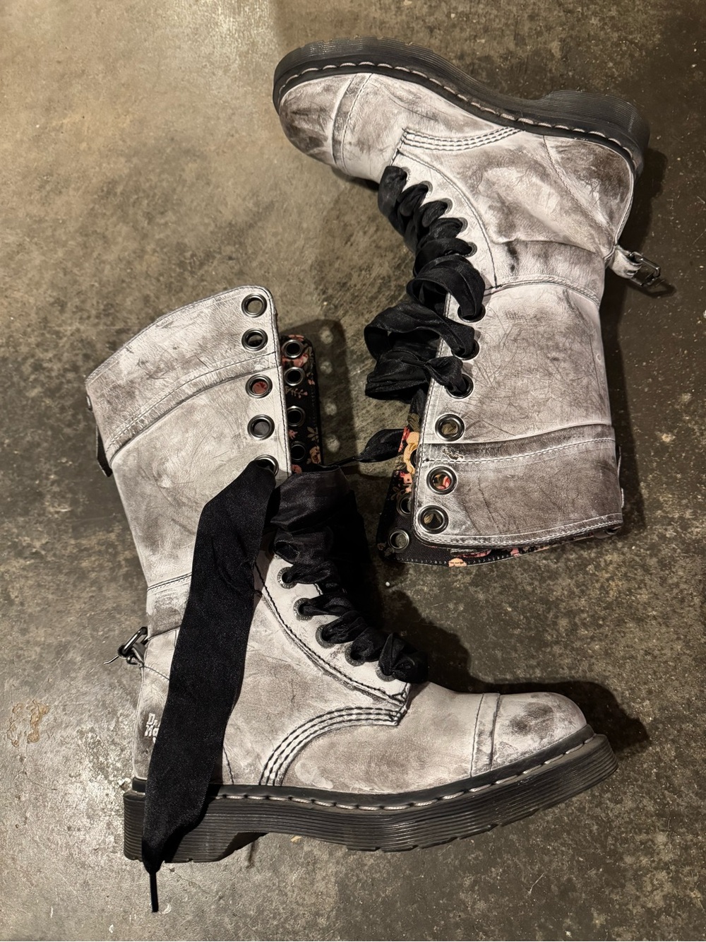 Dr. Martens Distressed Lace-Up Combat Boots